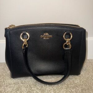 Coach Black Satchel with Gold Accents